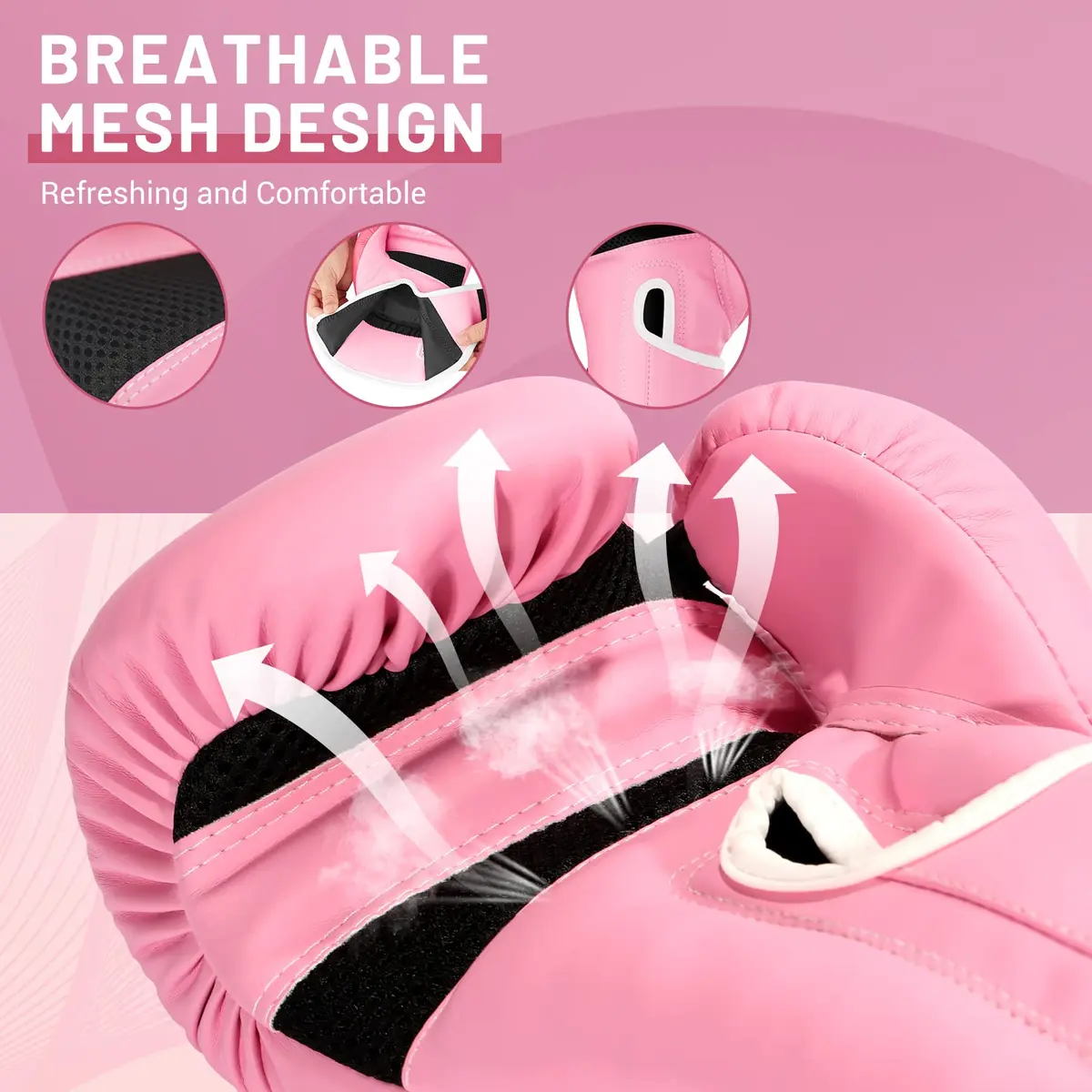 FIVING Pink Boxing Gloves for Women | 10oz MMA & Kickboxing Training (0.45kg) - view 4