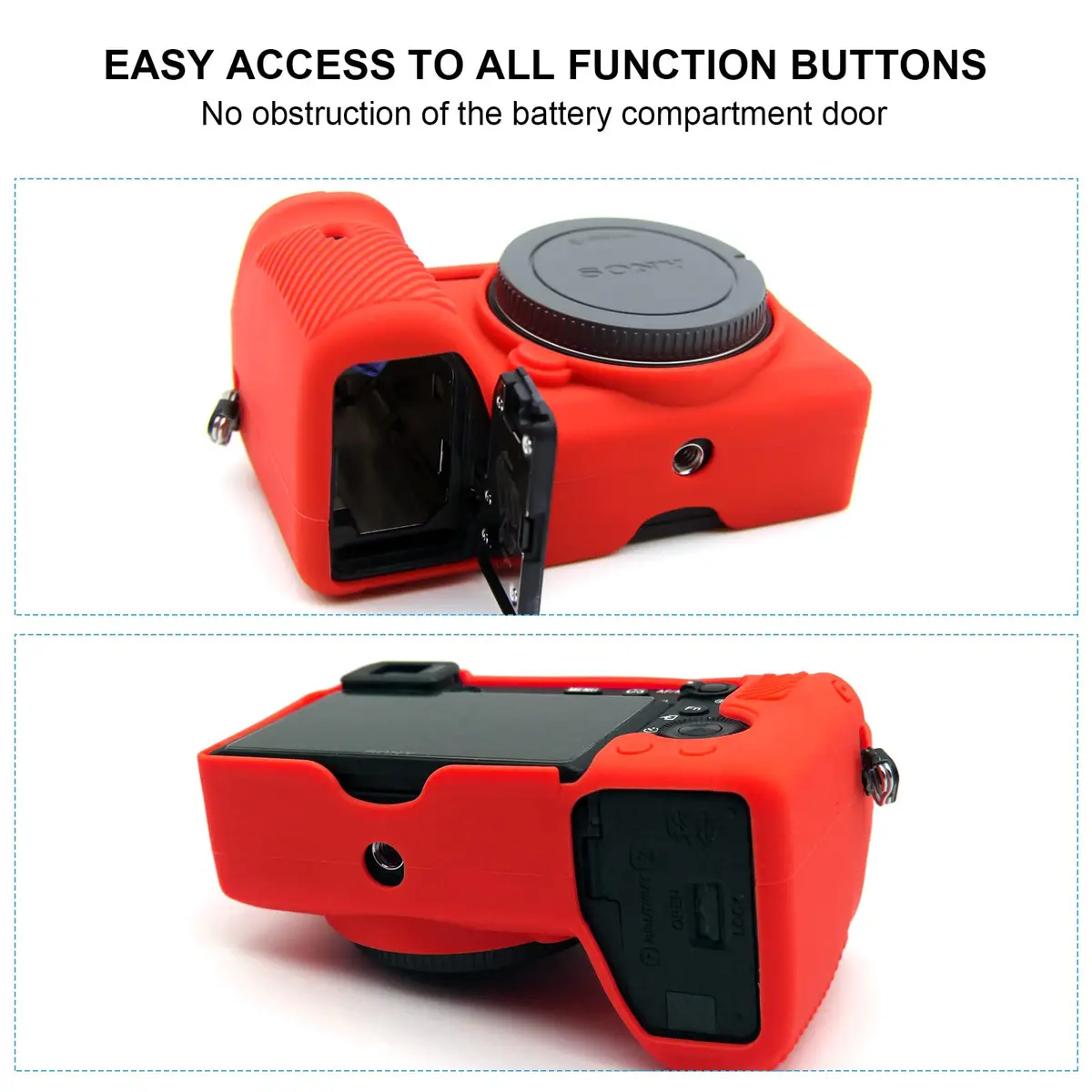 Easy Hood Red Silicone Camera Case for Sony A6600 Alpha 6600 ILCE-6600 Camera | Slim Fit, Lightweight, Protective Cover - view 5