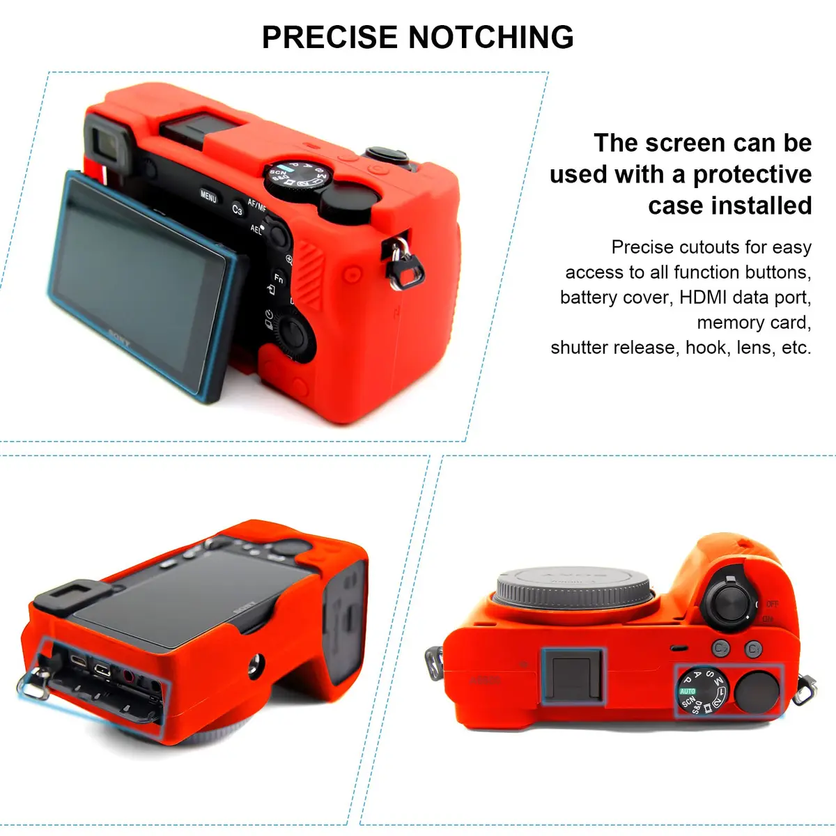 Easy Hood Red Silicone Camera Case for Sony A6600 Alpha 6600 ILCE-6600 Camera | Slim Fit, Lightweight, Protective Cover - view 4