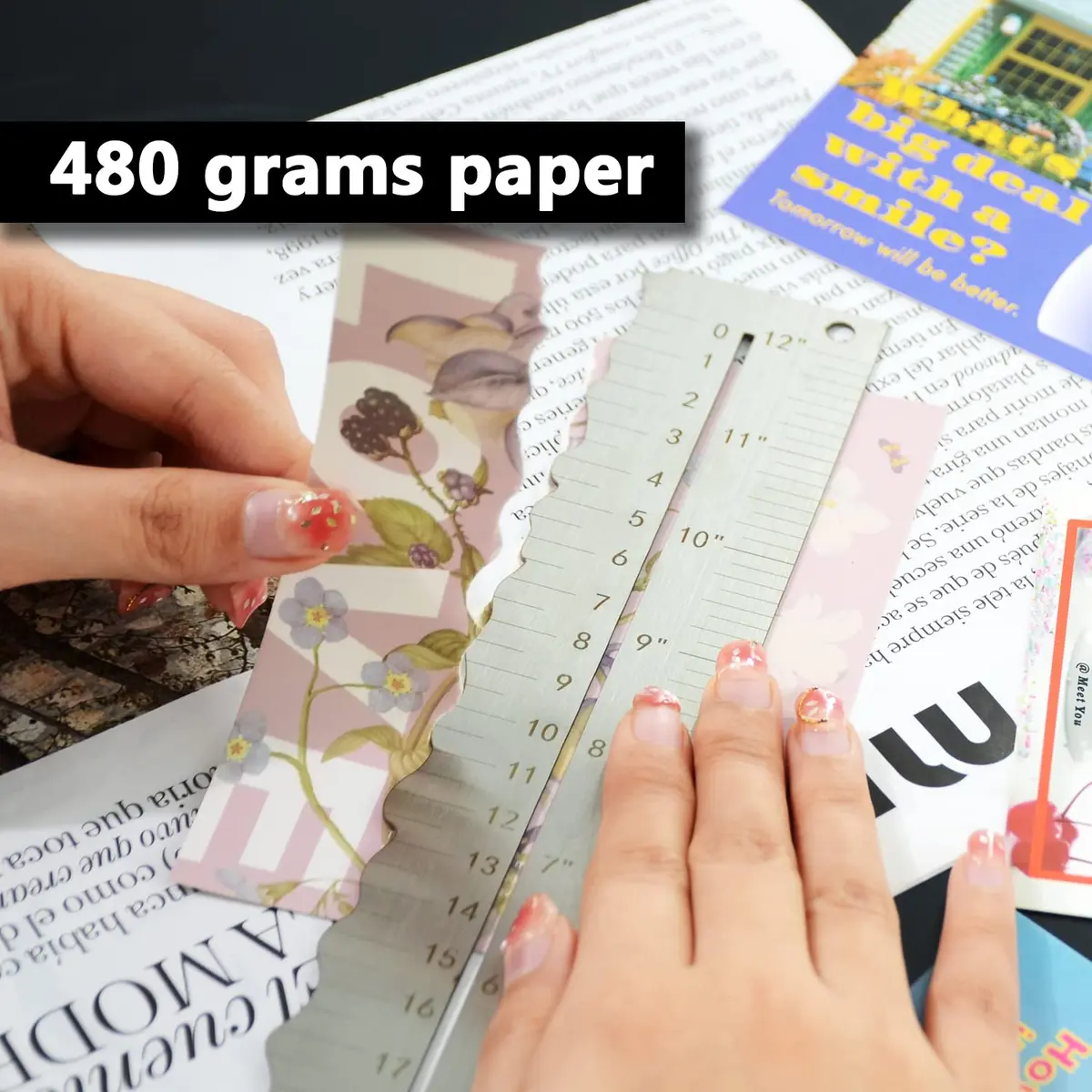 UPTTHOW Metal Irregular Edges Ruler for Paper Tearing | 12" Measuring Tool for Drawing & DIY - view 2