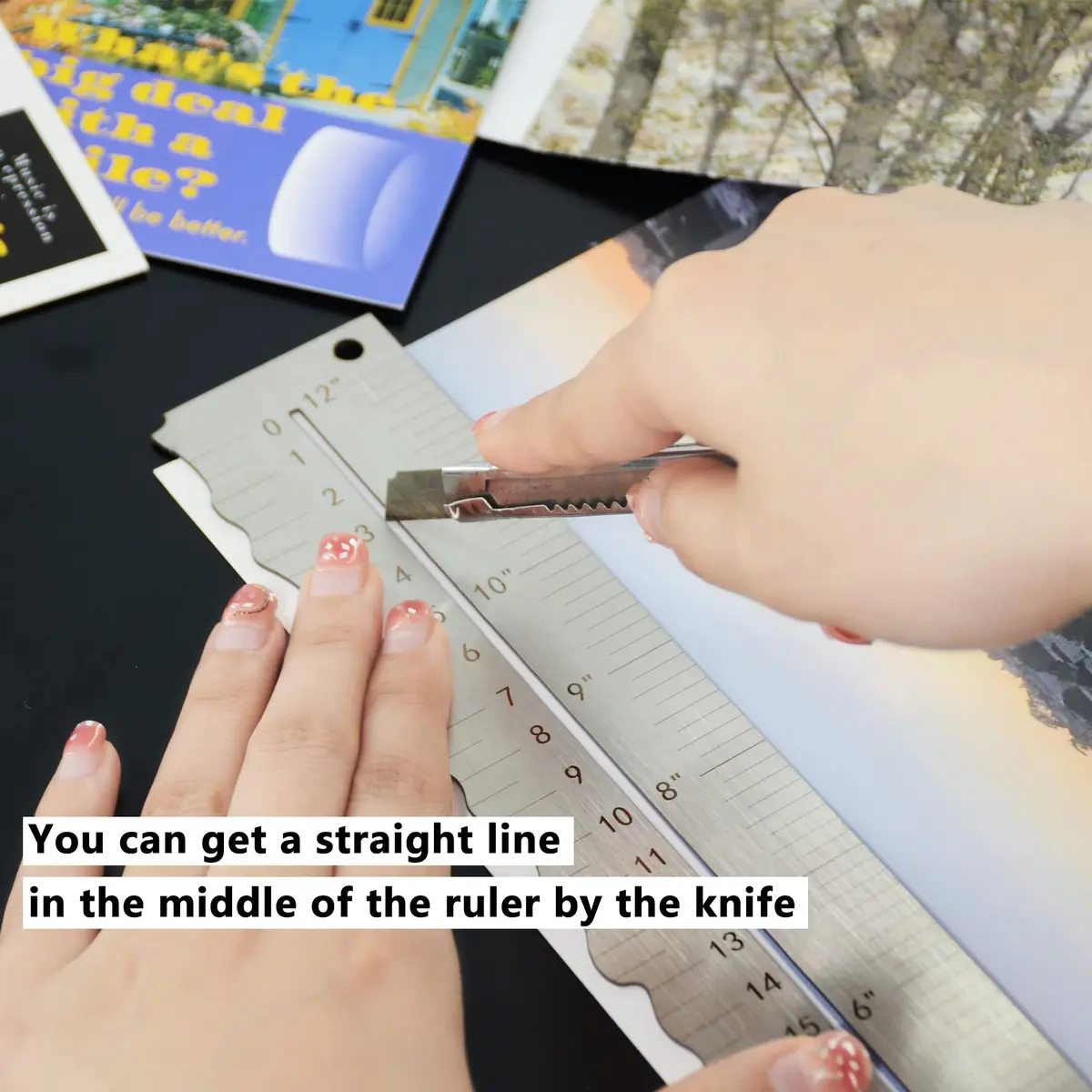 UPTTHOW Metal Irregular Edges Ruler for Paper Tearing | 12" Measuring Tool for Drawing & DIY - view 4