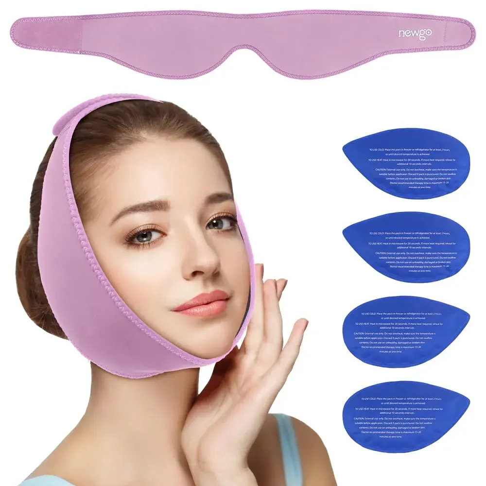NEWGO Wisdom Teeth Ice Pack Head Wrap for Face Oral Surgery, Purple | 4 Gel Packs - main product image