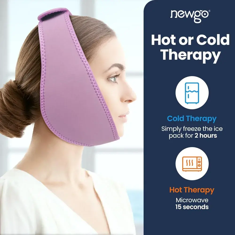 NEWGO Wisdom Teeth Ice Pack Head Wrap for Face Oral Surgery, Purple | 4 Gel Packs - view 6
