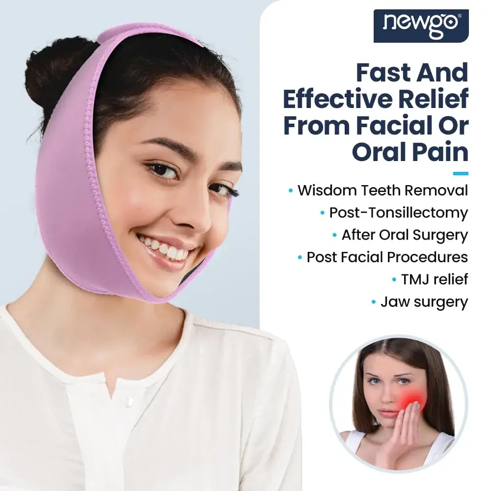 NEWGO Wisdom Teeth Ice Pack Head Wrap for Face Oral Surgery, Purple | 4 Gel Packs - view 2