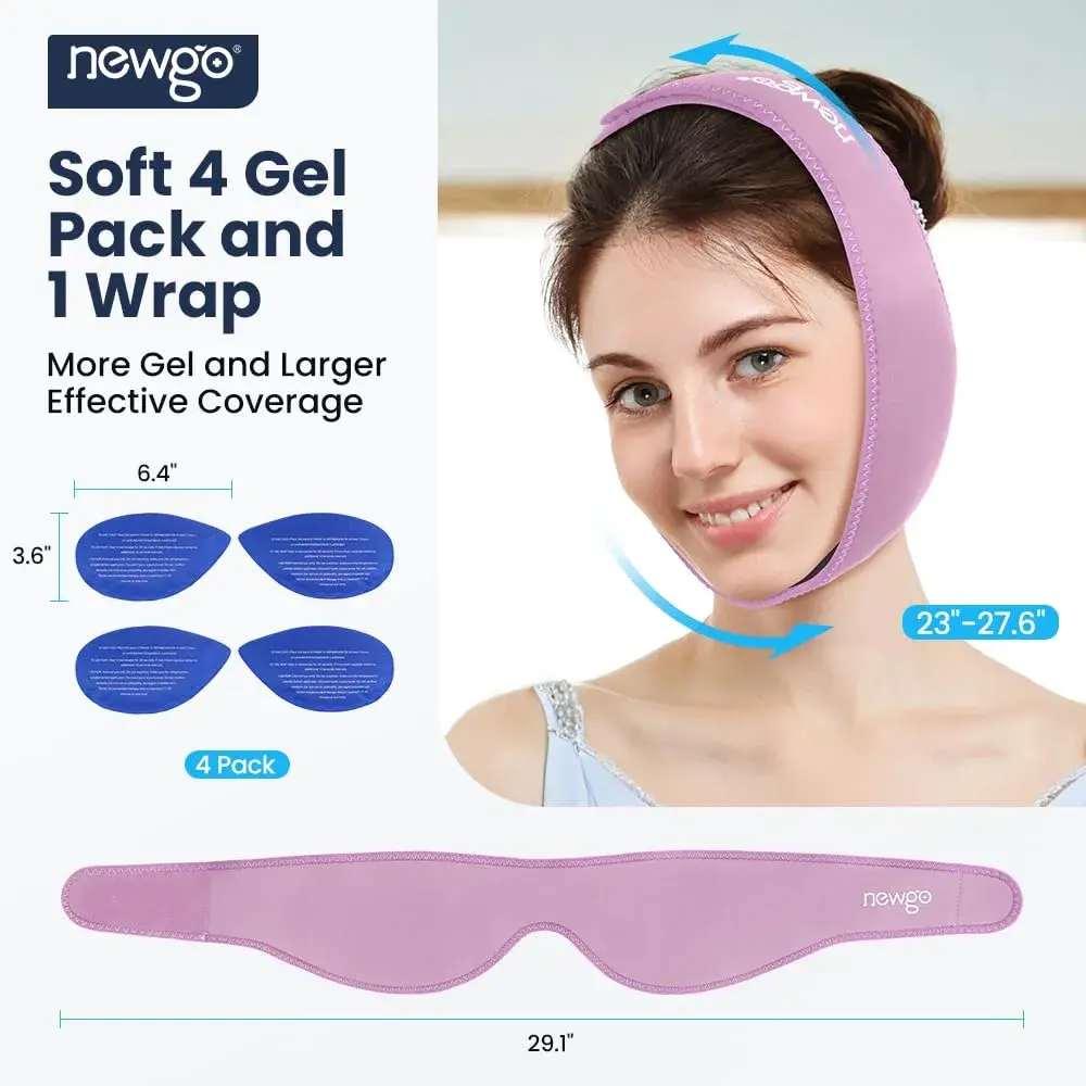 NEWGO Wisdom Teeth Ice Pack Head Wrap for Face Oral Surgery, Purple | 4 Gel Packs - view 3