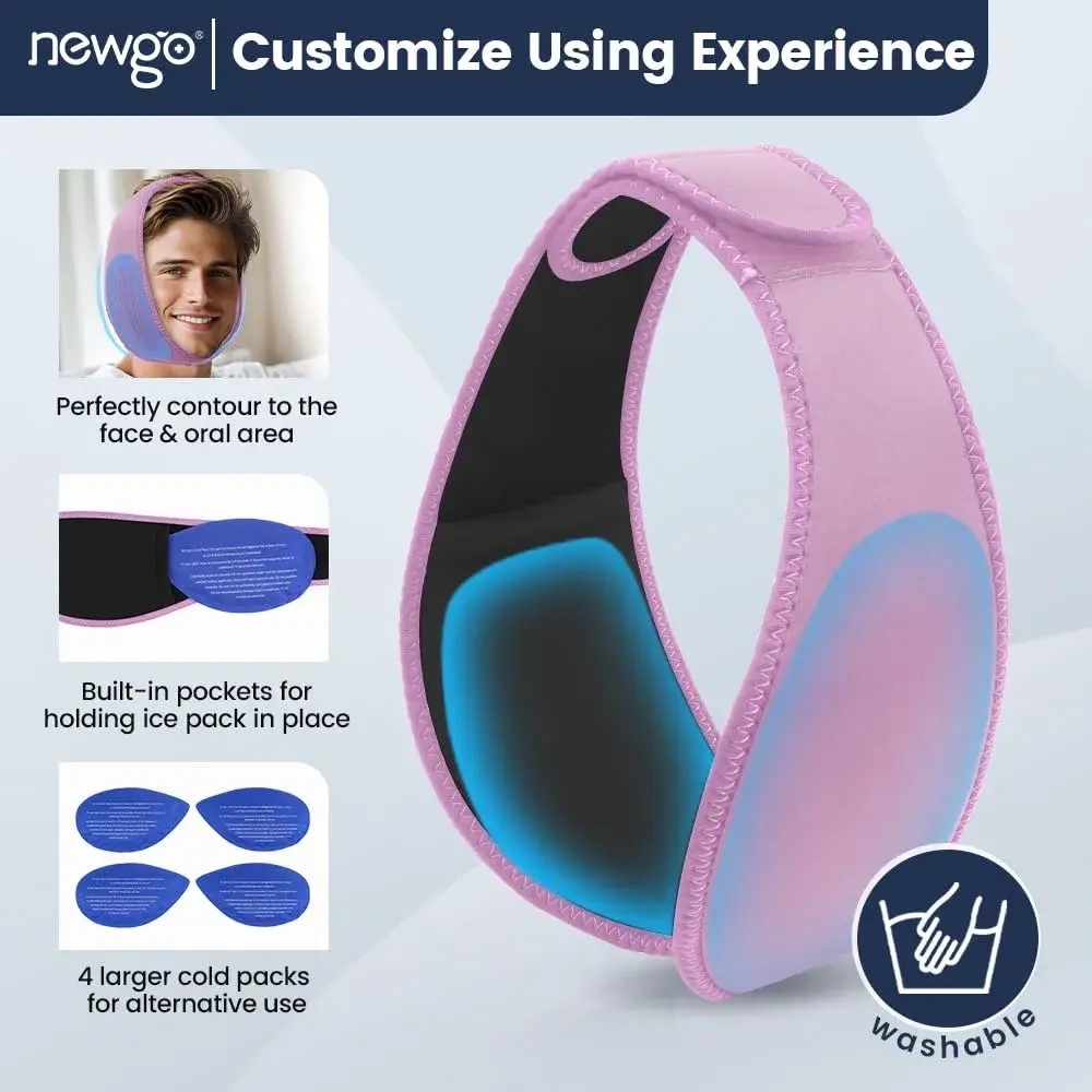 NEWGO Wisdom Teeth Ice Pack Head Wrap for Face Oral Surgery, Purple | 4 Gel Packs - view 4