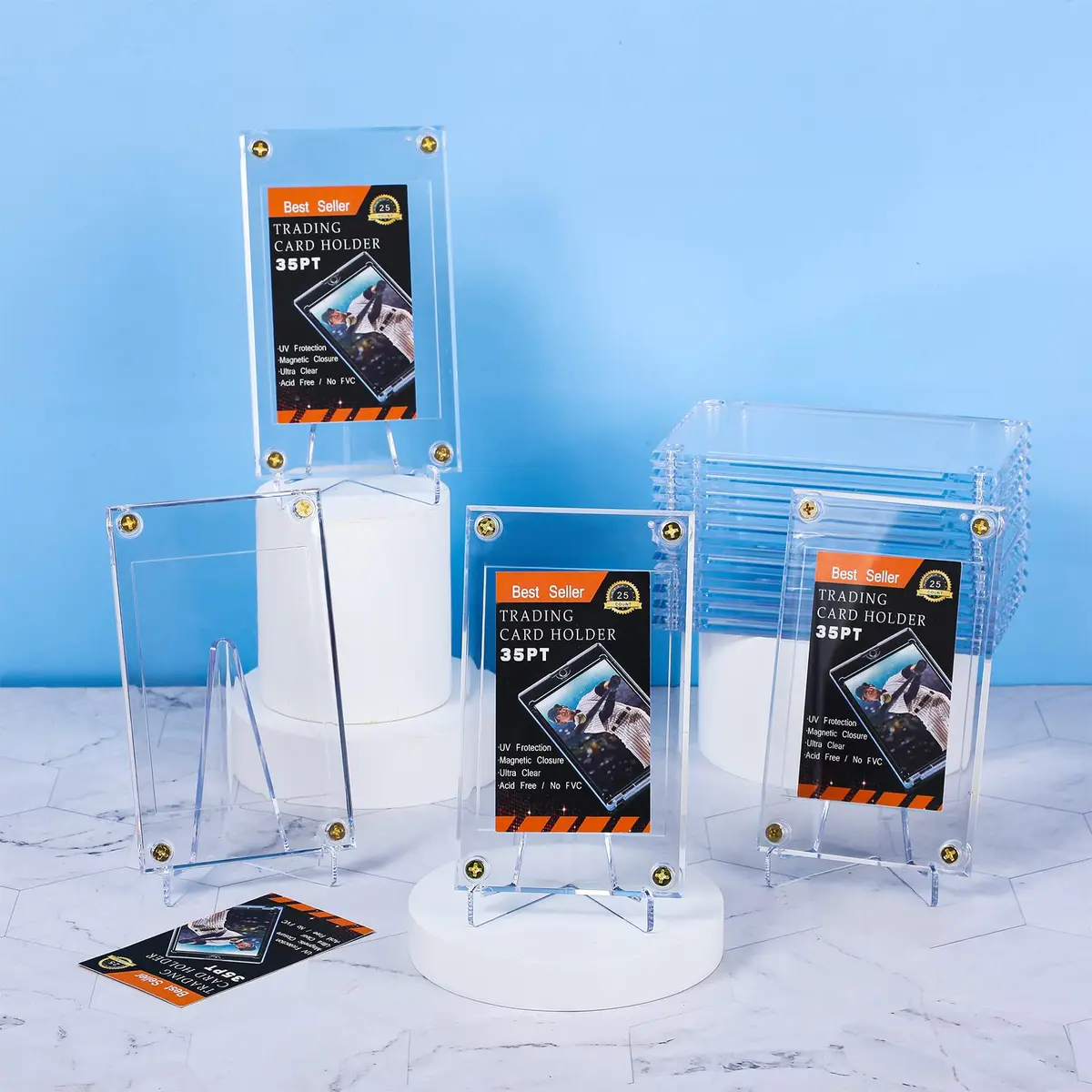 Jetec Baseball Card Holder with Acrylic Display Stands (30 Pcs) | Clear, Protective, Compact - view 7