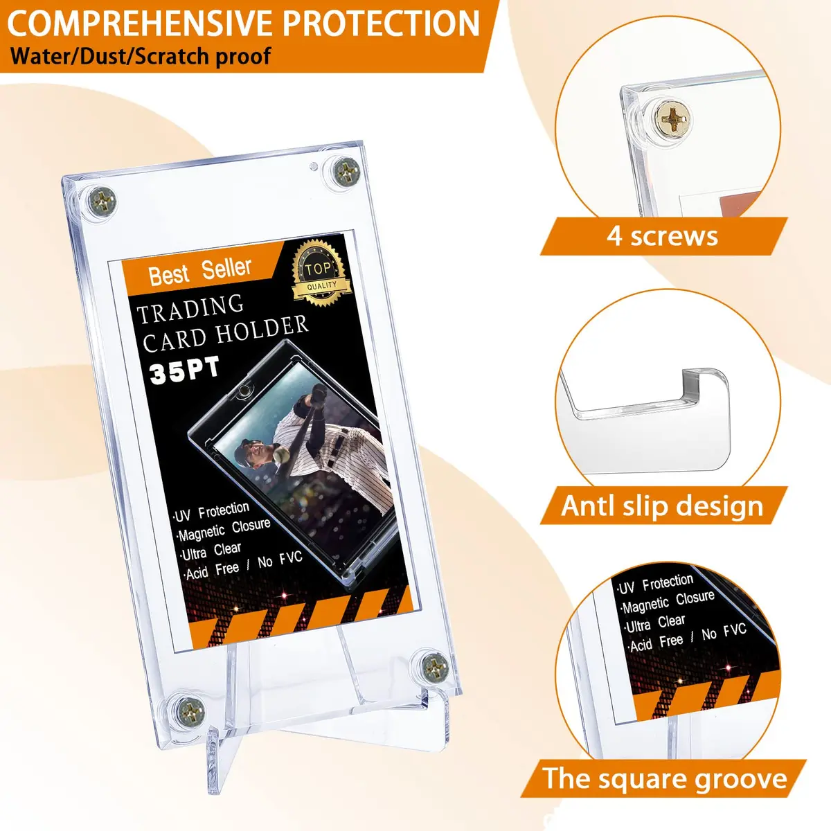 Jetec Baseball Card Holder with Acrylic Display Stands (30 Pcs) | Clear, Protective, Compact - view 3