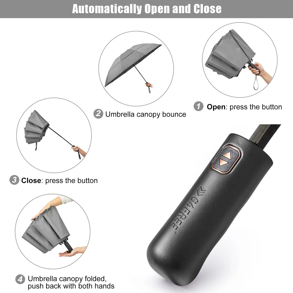 G4Free 62 Inch Large Golf Umbrella Windproof Reverse Travel Umbrella with Double Canopy and Auto Open Close (Grey) | 157.5 cm Arc - view 7