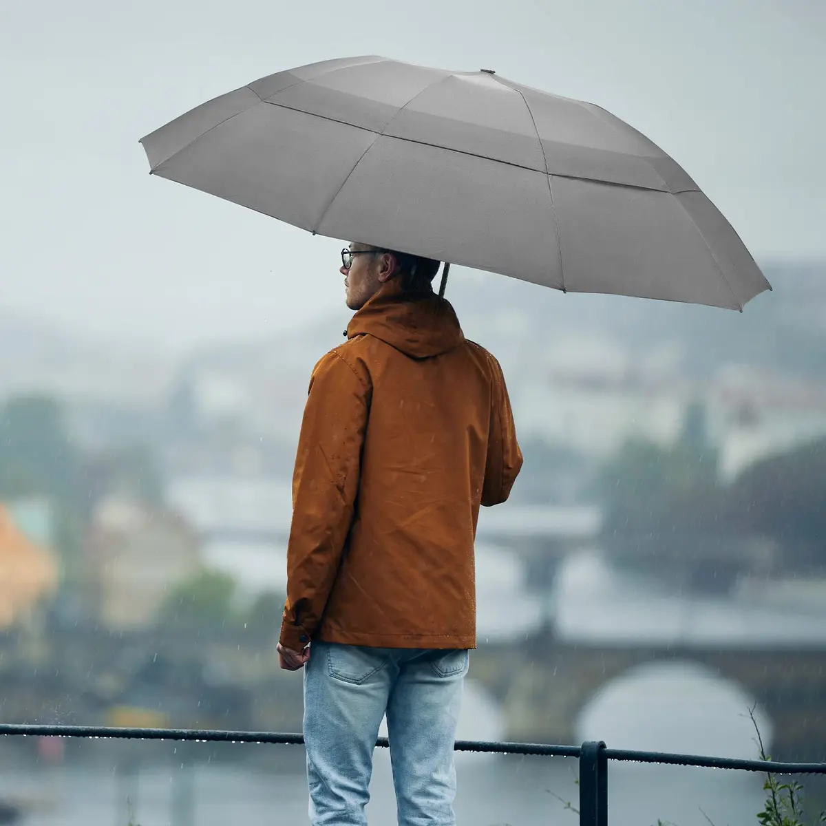 G4Free 62 Inch Large Golf Umbrella Windproof Reverse Travel Umbrella with Double Canopy and Auto Open Close (Grey) | 157.5 cm Arc - view 8