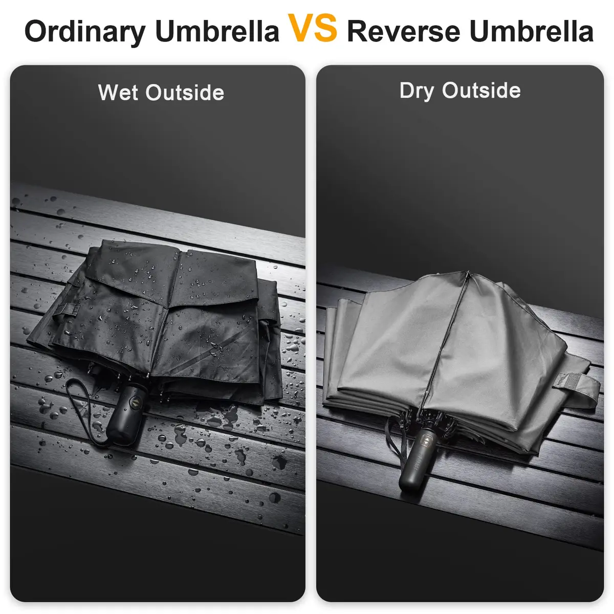 G4Free 62 Inch Large Golf Umbrella Windproof Reverse Travel Umbrella with Double Canopy and Auto Open Close (Grey) | 157.5 cm Arc - view 4
