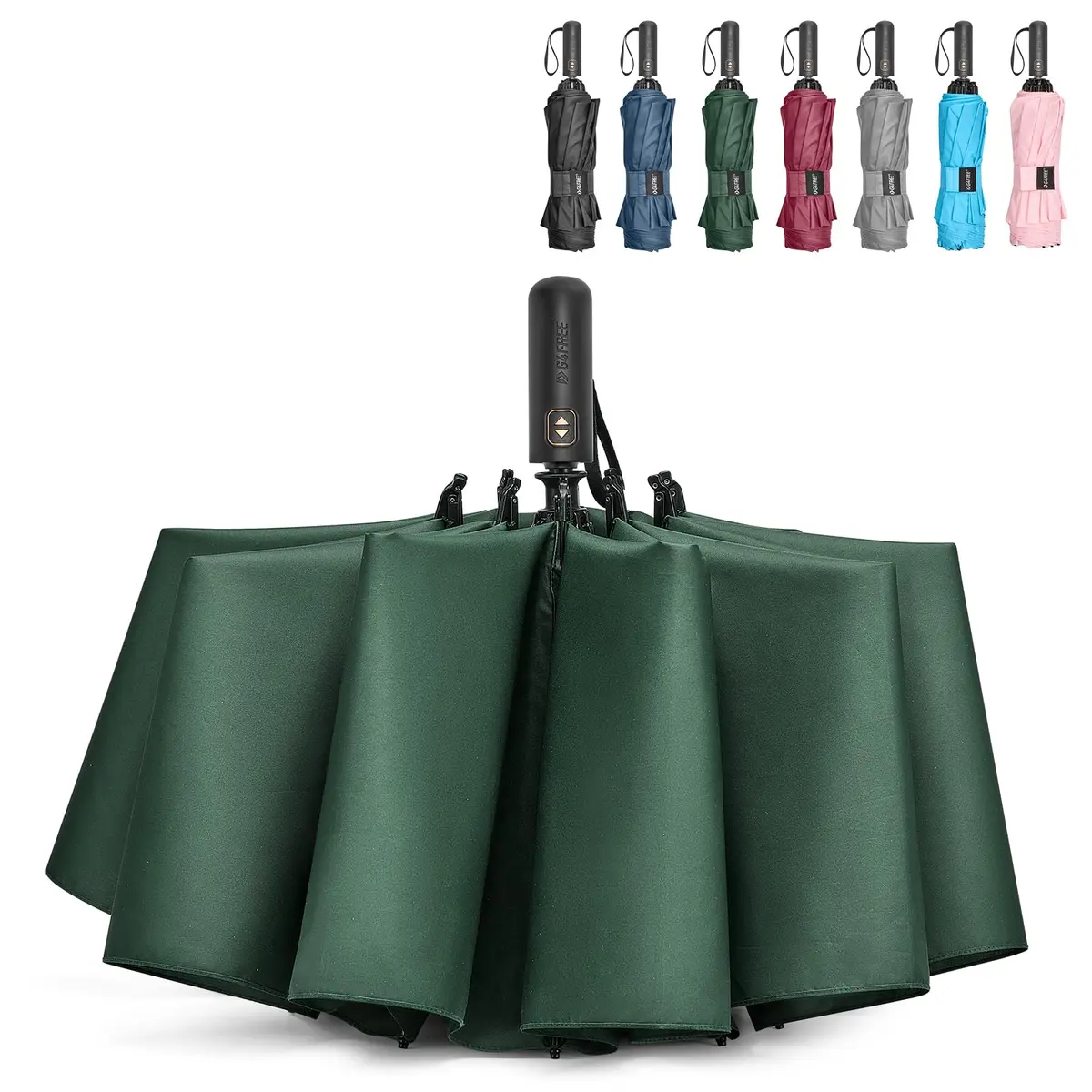 G4Free 62 Inch Large Golf Umbrella Windproof Reverse Travel Umbrella with Double Canopy & Auto Open Close (Dark Green) - main product image