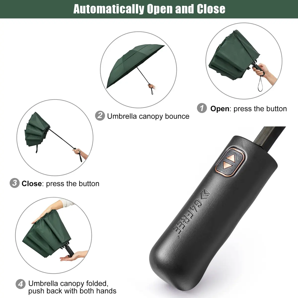 G4Free 62 Inch Large Golf Umbrella Windproof Reverse Travel Umbrella with Double Canopy & Auto Open Close (Dark Green) - view 5