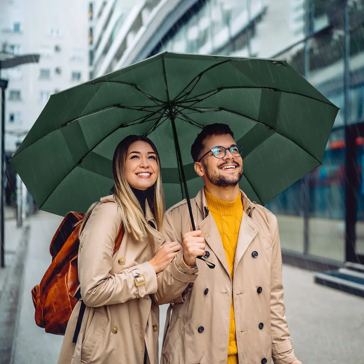 G4Free 62 Inch Large Golf Umbrella Windproof Reverse Travel Umbrella with Double Canopy & Auto Open Close (Dark Green) - view 7