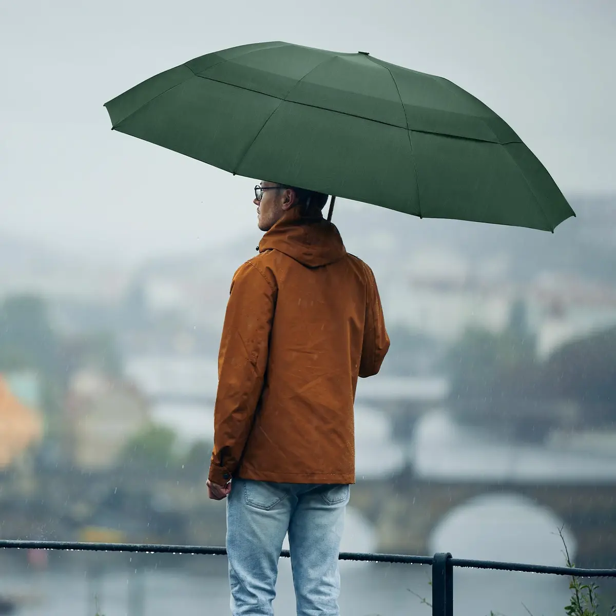G4Free 62 Inch Large Golf Umbrella Windproof Reverse Travel Umbrella with Double Canopy & Auto Open Close (Dark Green) - view 8