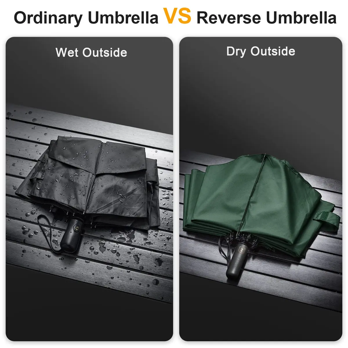 G4Free 62 Inch Large Golf Umbrella Windproof Reverse Travel Umbrella with Double Canopy & Auto Open Close (Dark Green) - view 4