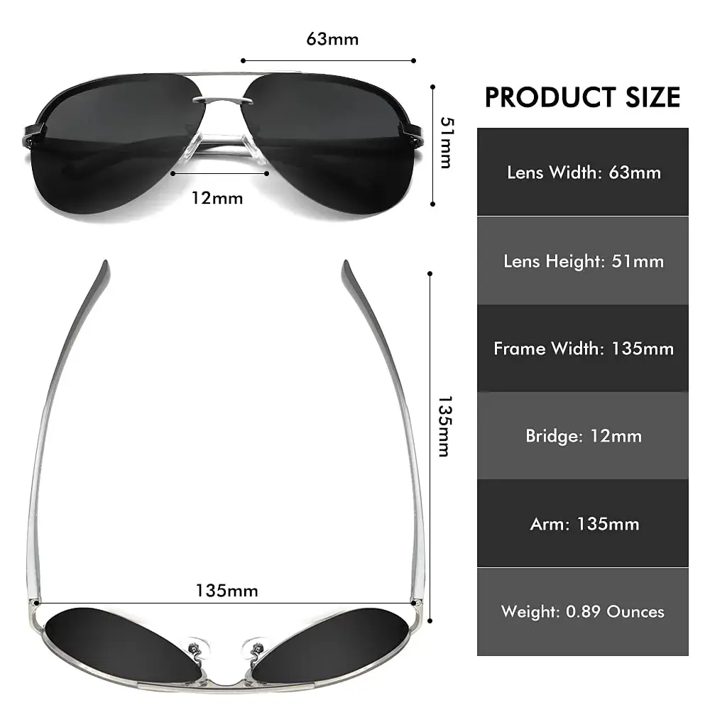Fishingtours Aviator Sunglasses for Men & Women | Polarized Mirrored Lenses, 65mm - view 4