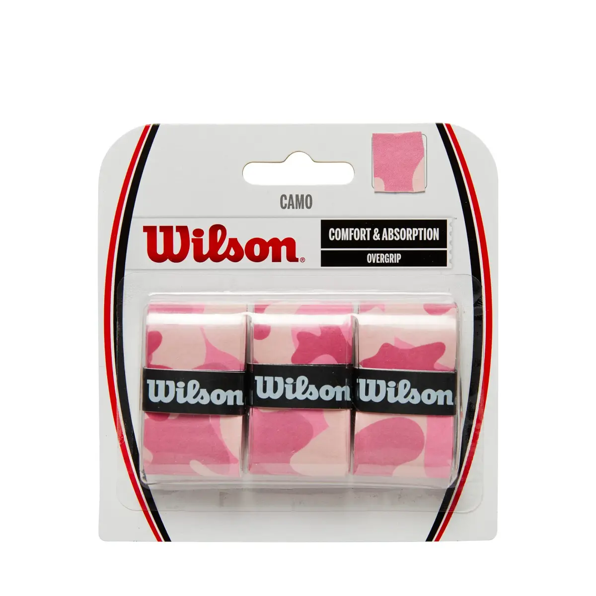WILSON Camo Overgrip - 3 Pack, Pink/White Camo | Tacky Tennis Grip for Control - main product image
