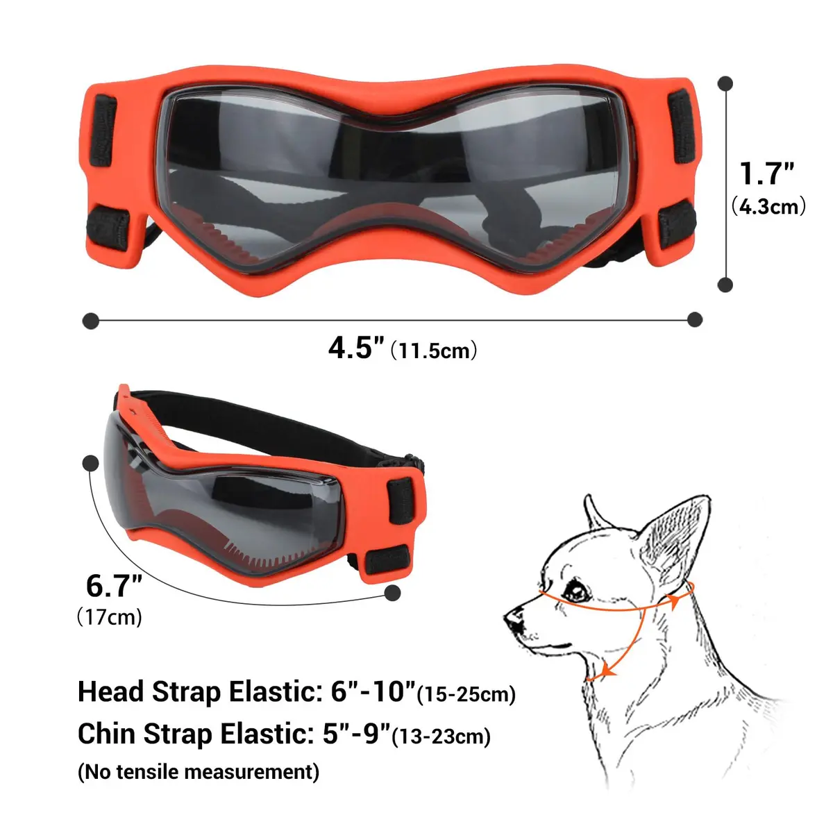 PETLESO Small Breed Dog Goggles UV Protection Puppy Eyewear for Outdoor Riding Driving, Orange S | Curved Lens & Soft Frame - view 5