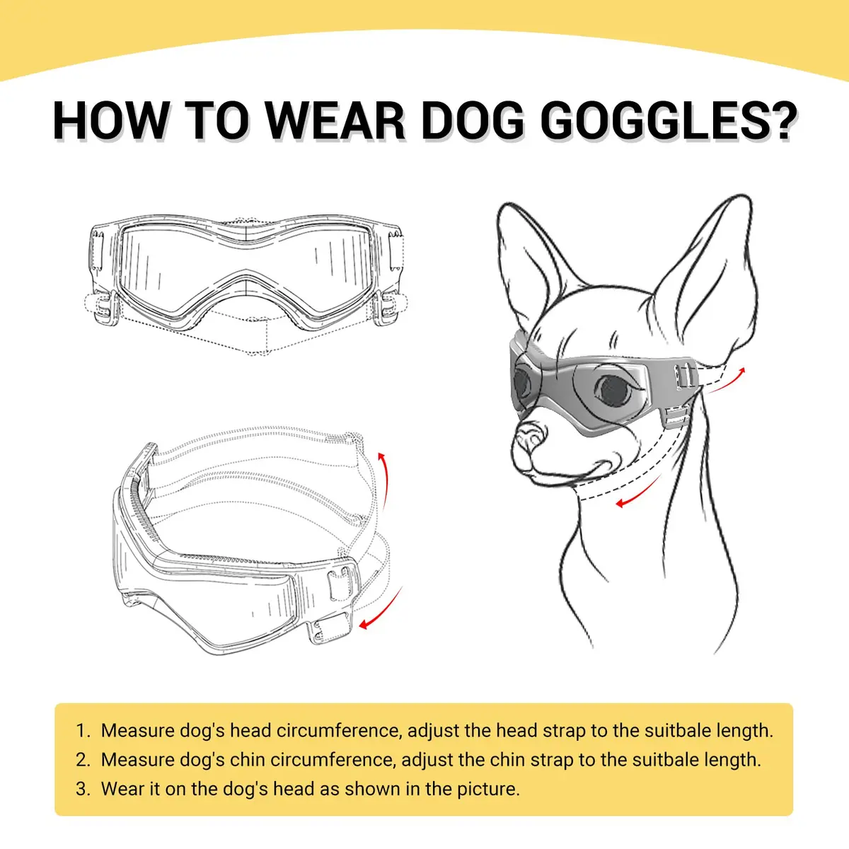 PETLESO Small Breed Dog Goggles UV Protection Puppy Eyewear for Outdoor Riding Driving, Orange S | Curved Lens & Soft Frame - view 6