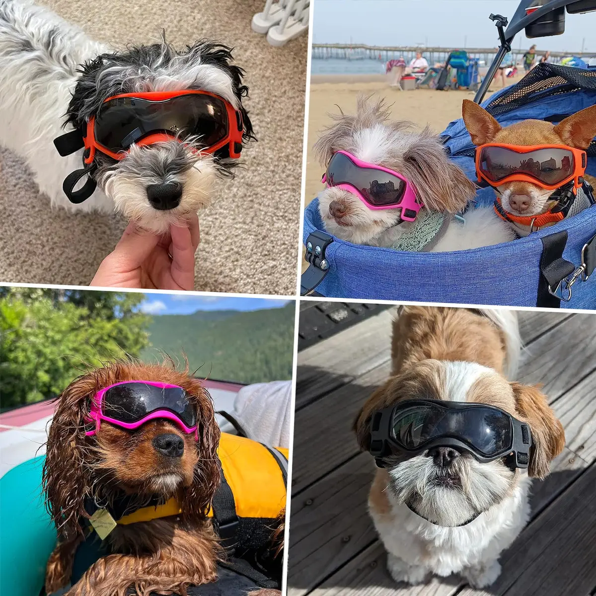 PETLESO Small Breed Dog Goggles UV Protection Puppy Eyewear for Outdoor Riding Driving, Orange S | Curved Lens & Soft Frame - view 7