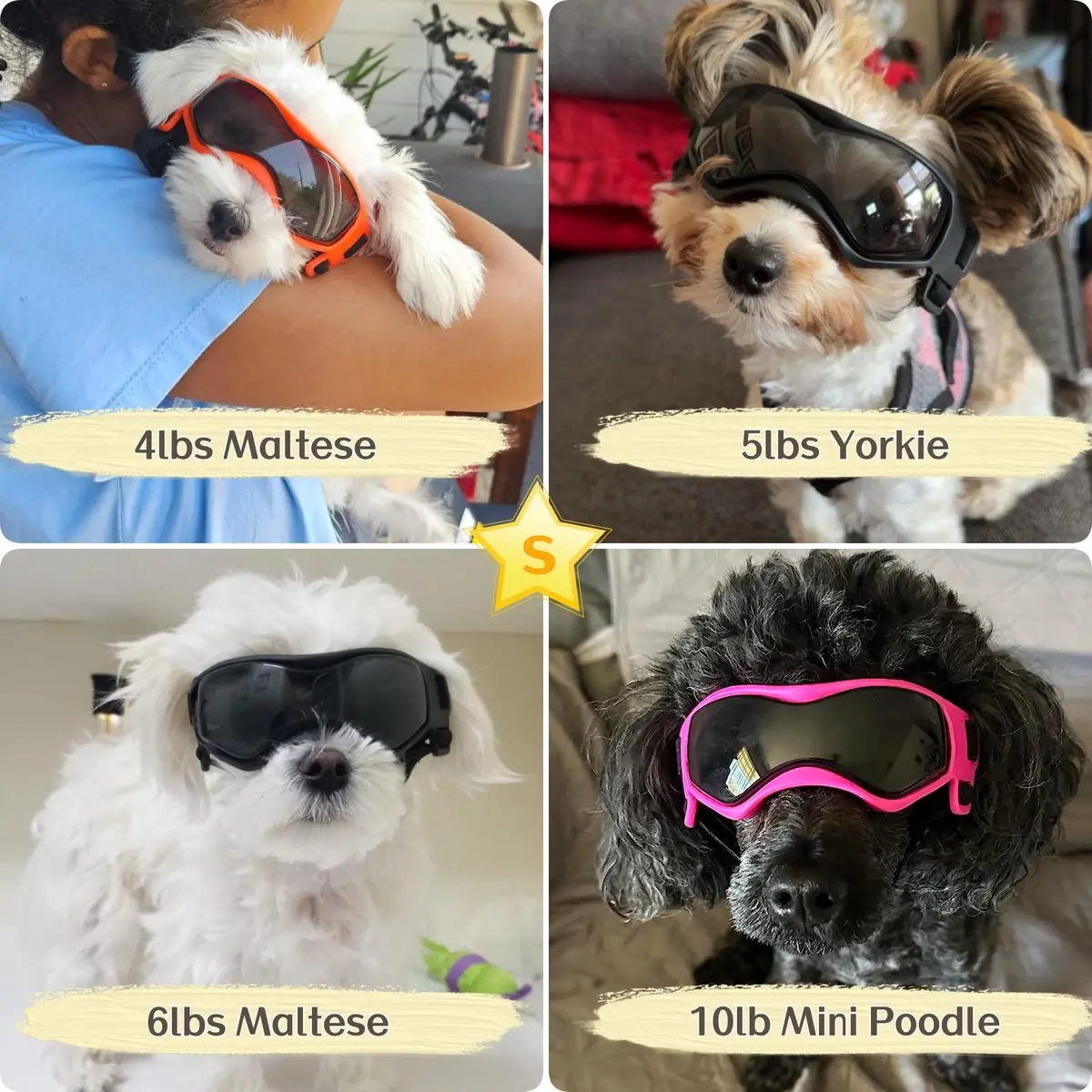 PETLESO Small Breed Dog Goggles UV Protection Puppy Eyewear for Outdoor Riding Driving, Orange S | Curved Lens & Soft Frame - view 8