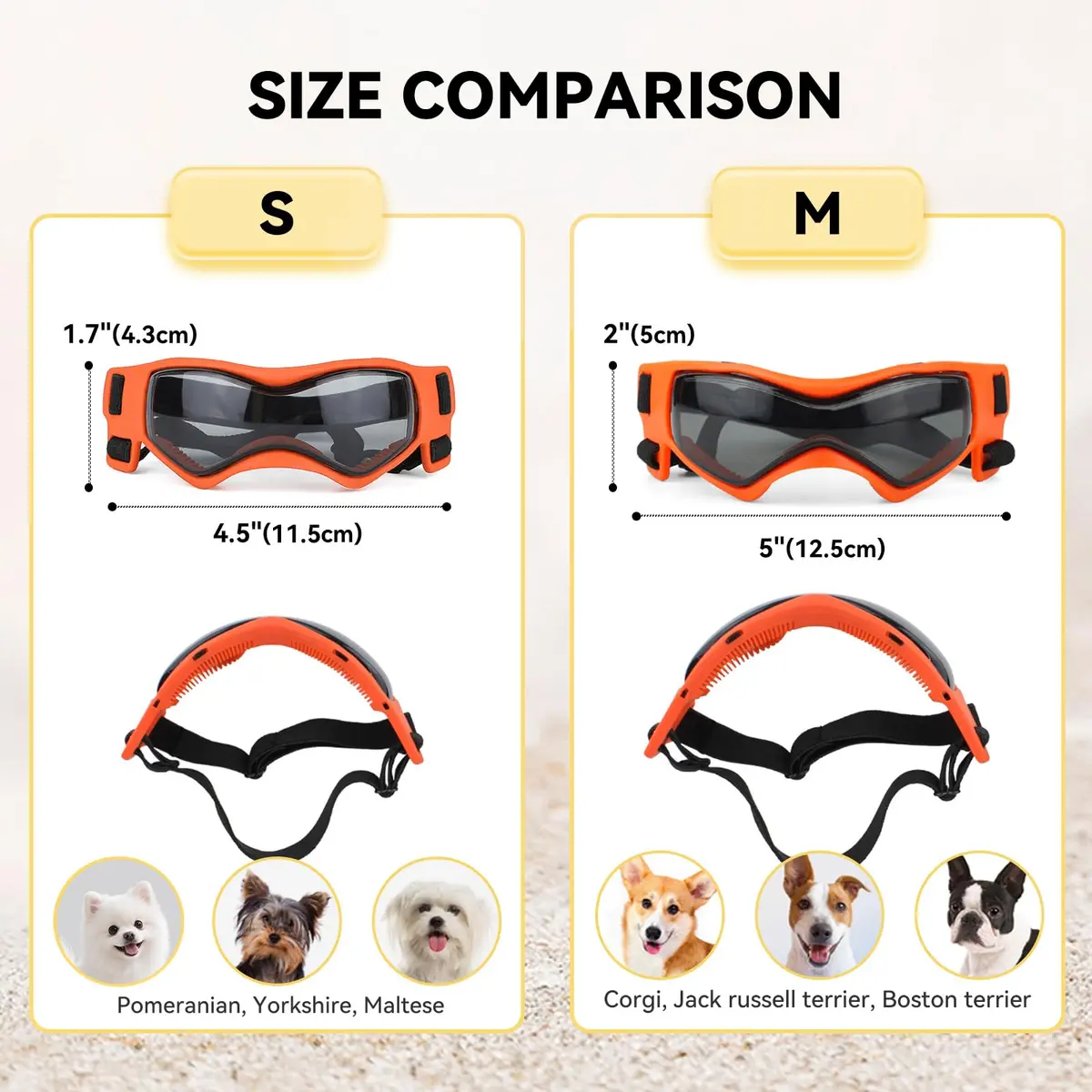PETLESO Small Breed Dog Goggles UV Protection Puppy Eyewear for Outdoor Riding Driving, Orange S | Curved Lens & Soft Frame - view 4