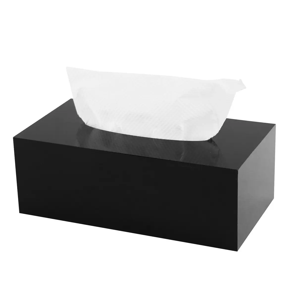 PITBVO Shiny Black Acrylic Tissue Box Holder for Rectangular Tissues | 25.0 cm (9.85") L x 13.0 cm (5.1") W x 11.4 cm (4.5") - main product image