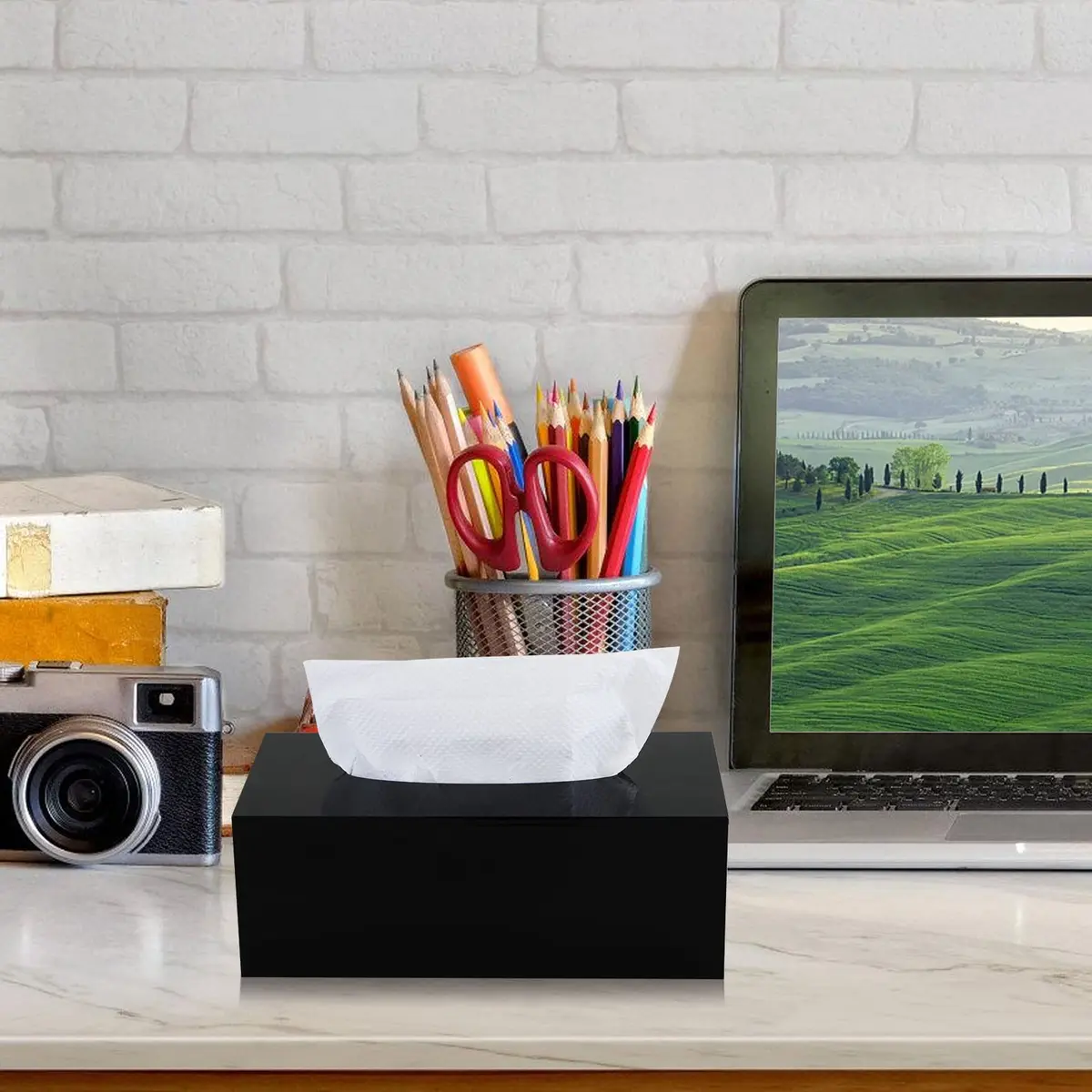PITBVO Shiny Black Acrylic Tissue Box Holder for Rectangular Tissues | 25.0 cm (9.85") L x 13.0 cm (5.1") W x 11.4 cm (4.5") - view 9