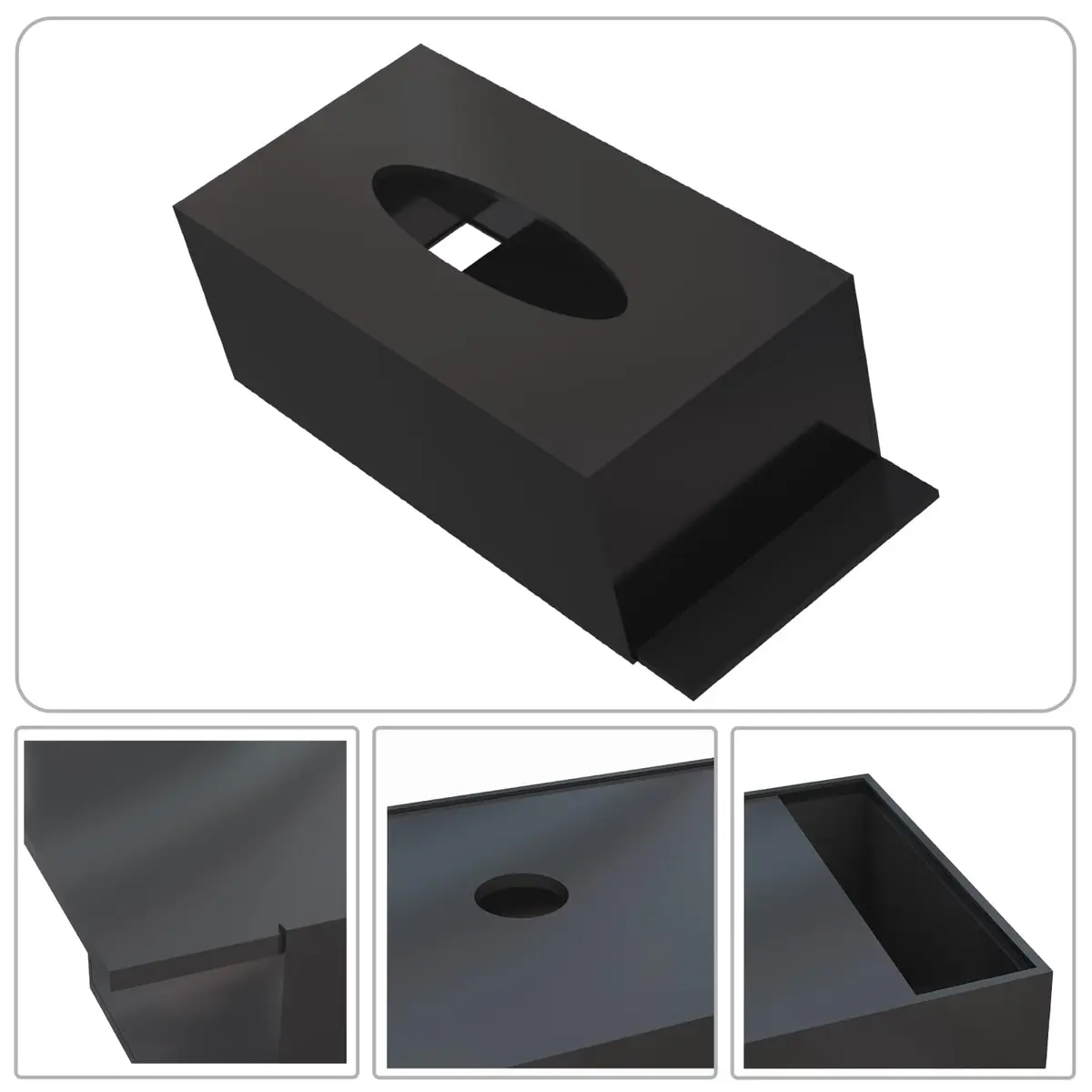 PITBVO Shiny Black Acrylic Tissue Box Holder for Rectangular Tissues | 25.0 cm (9.85") L x 13.0 cm (5.1") W x 11.4 cm (4.5") - view 4