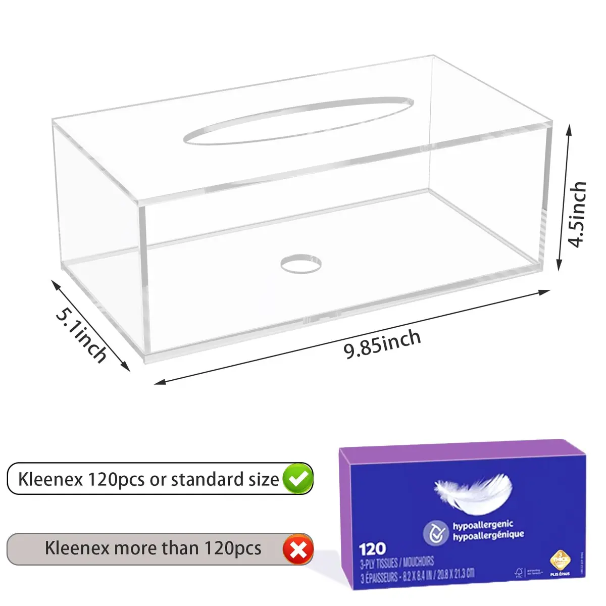 PITBVO Clear Acrylic Tissue Box Cover | Modern, Durable, Easy to Clean (22.99 USD) - view 2
