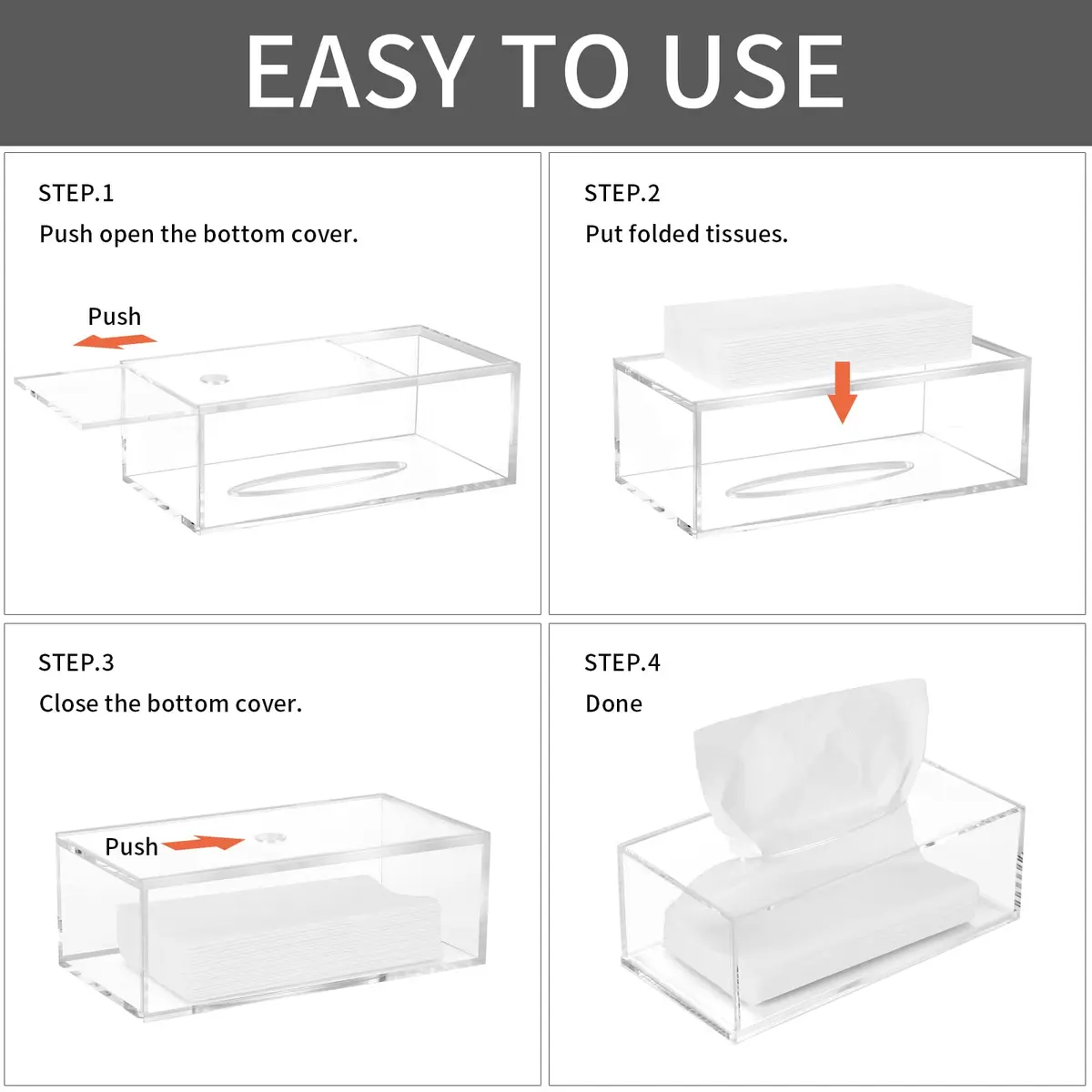 PITBVO Clear Acrylic Tissue Box Cover | Modern, Durable, Easy to Clean (22.99 USD) - view 3
