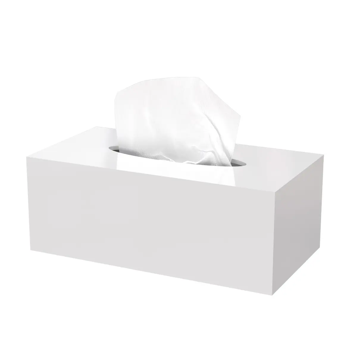PITBVO Acrylic Tissue Box Cover Rectangle, White | Modern, Durable & Easy to Clean - main product image