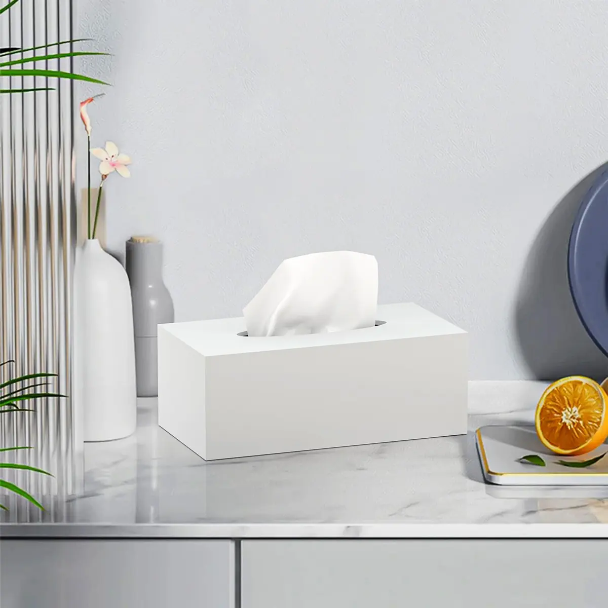 PITBVO Acrylic Tissue Box Cover Rectangle, White | Modern, Durable & Easy to Clean - view 6