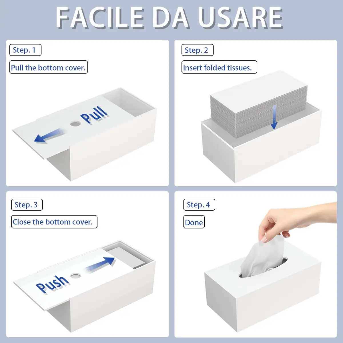 PITBVO Acrylic Tissue Box Cover Rectangle, White | Modern, Durable & Easy to Clean - view 3