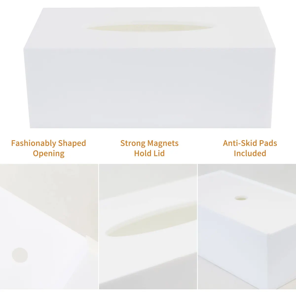 PITBVO Acrylic Tissue Box Cover Rectangle, White | Modern, Durable & Easy to Clean - view 4