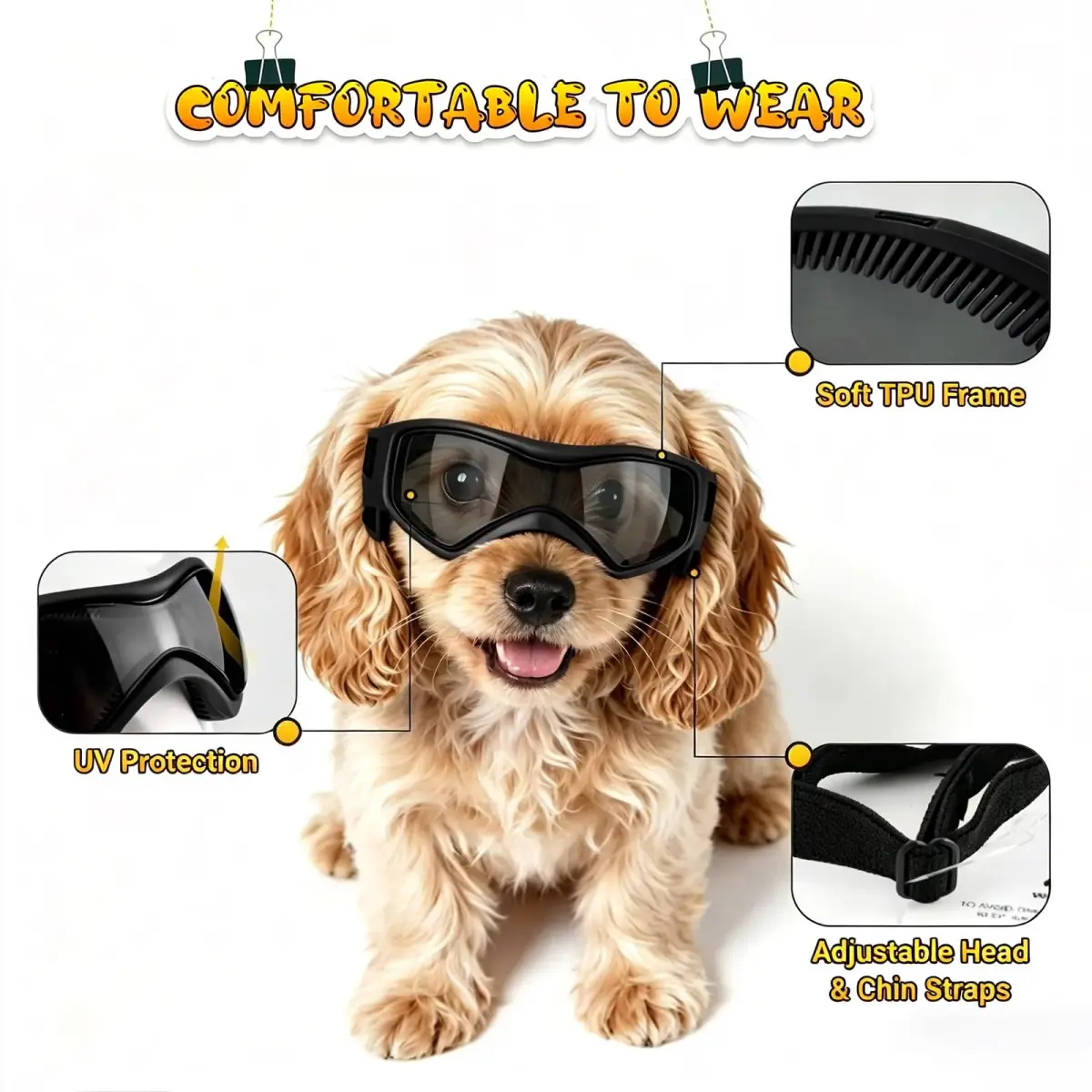 PETLESO Small Breed Dog Goggles | UV Protection Puppy Eyewear for Outdoor Riding Driving, Black S - view 3