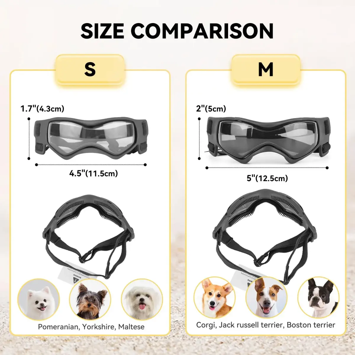 PETLESO Small Breed Dog Goggles | UV Protection Puppy Eyewear for Outdoor Riding Driving, Black S - view 4