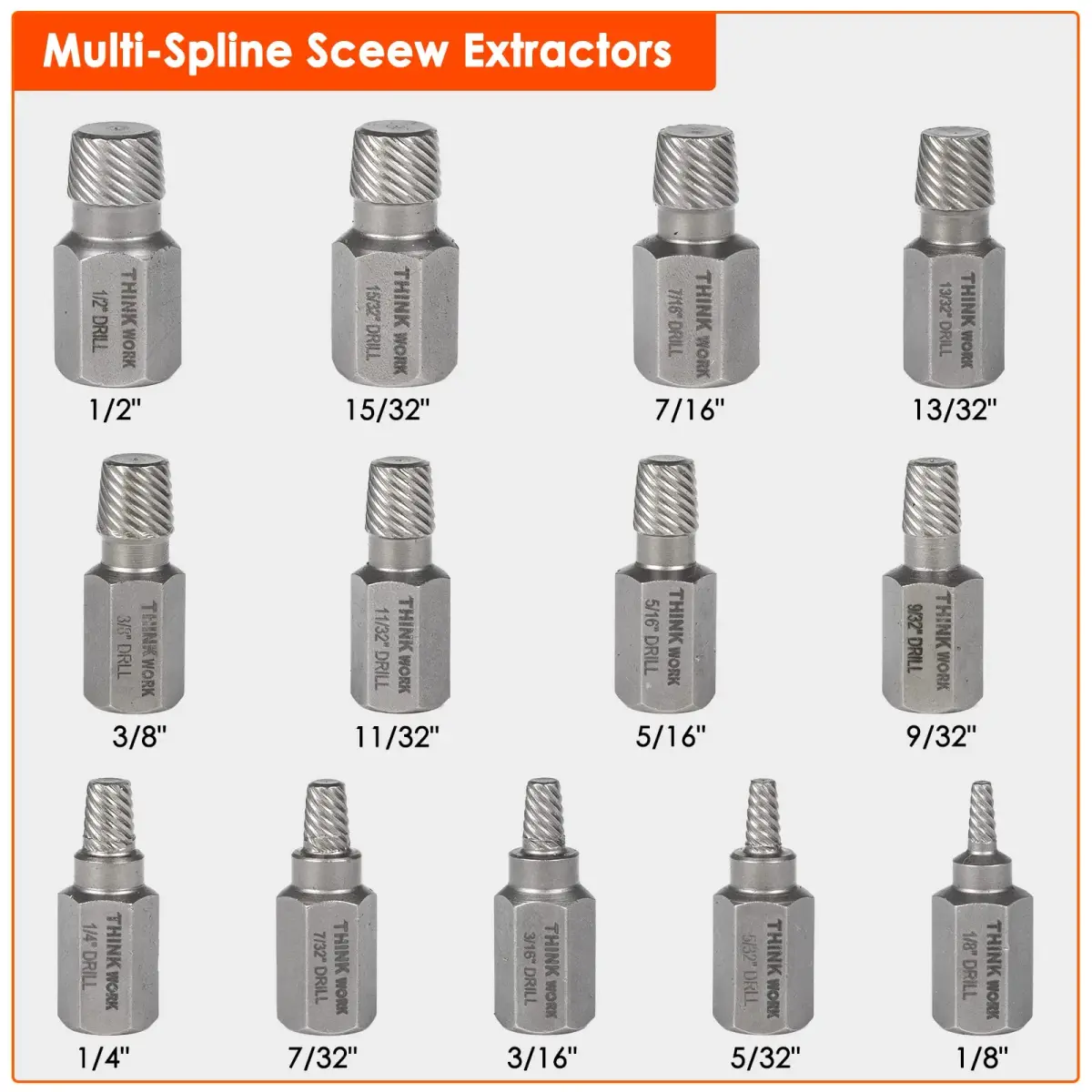 THINKWORK 54-Piece Bolt Extractor Kit with 3/8" Drive | Removes Damaged, Frozen, Rusted, Rounded-Off Bolts, Nuts & Screws - view 5