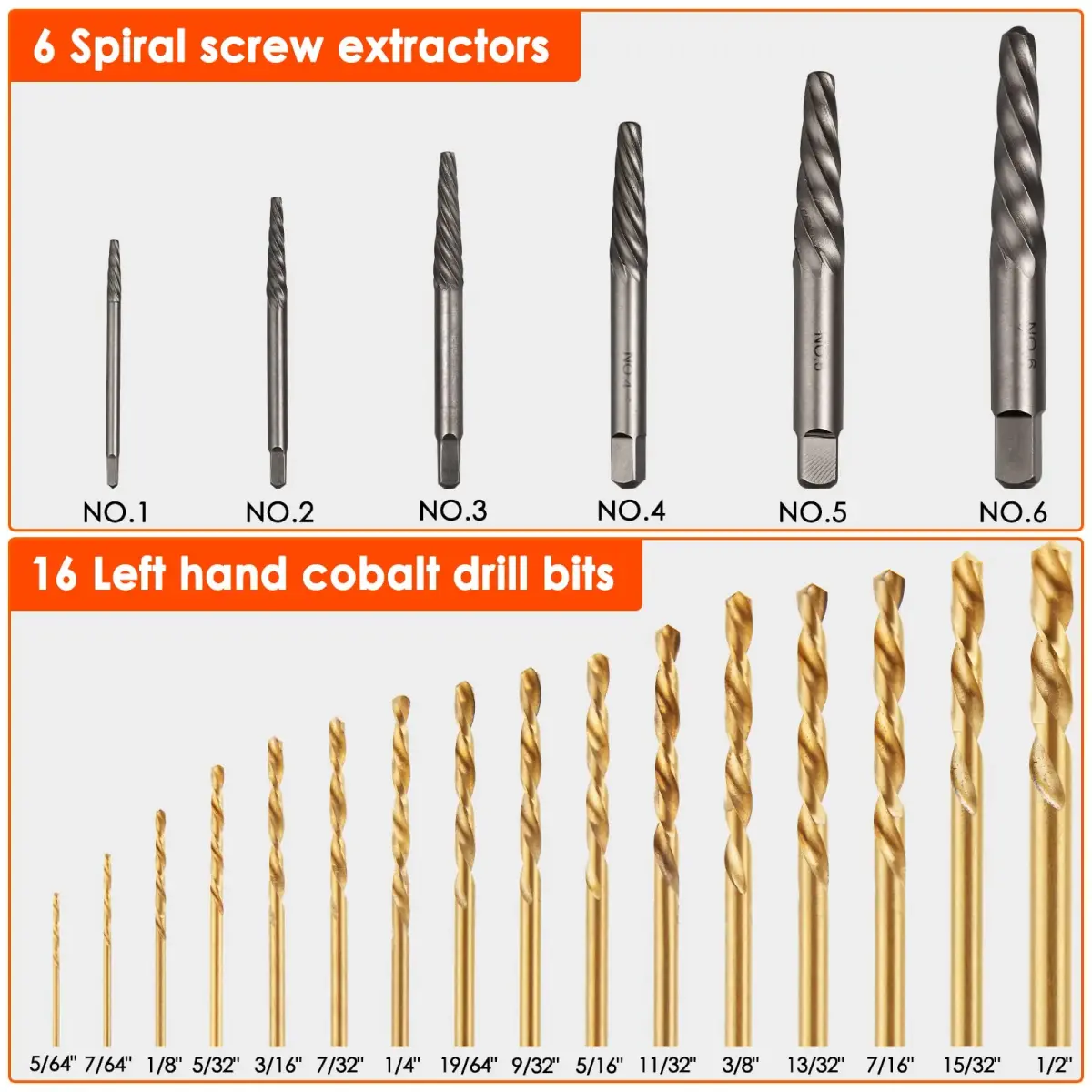 THINKWORK 54-Piece Bolt Extractor Kit with 3/8" Drive | Removes Damaged, Frozen, Rusted, Rounded-Off Bolts, Nuts & Screws - view 6