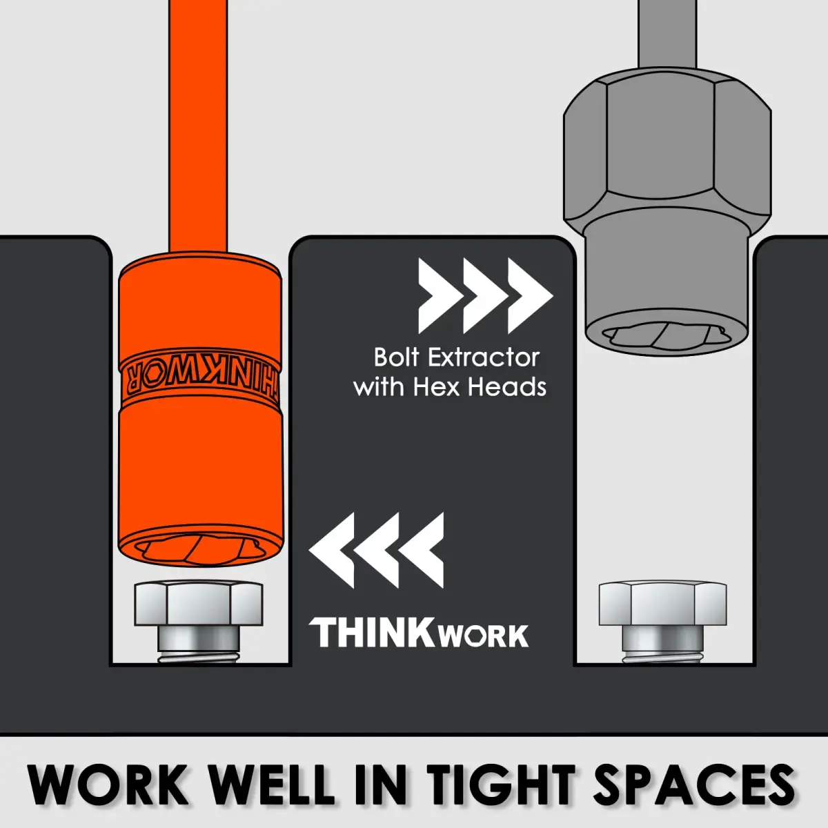 THINKWORK 54-Piece Bolt Extractor Kit with 3/8" Drive | Removes Damaged, Frozen, Rusted, Rounded-Off Bolts, Nuts & Screws - view 2