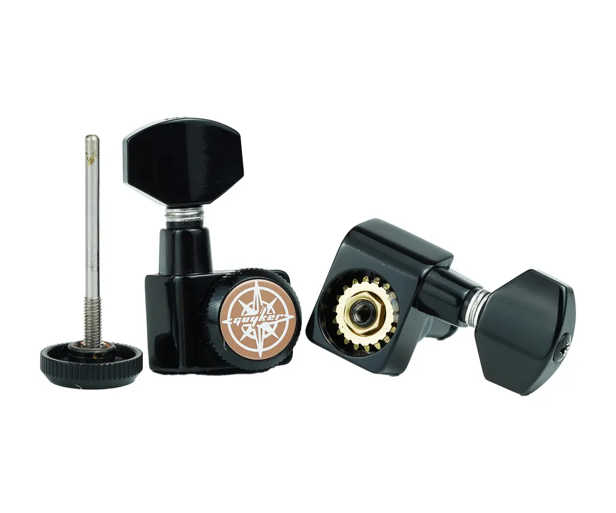 Guyker 6 In-line Guitar Locking Tuners – 1:18 Locking Tuning Key Pegs – Black | Heavy-Duty, Precise Tuning - view 4