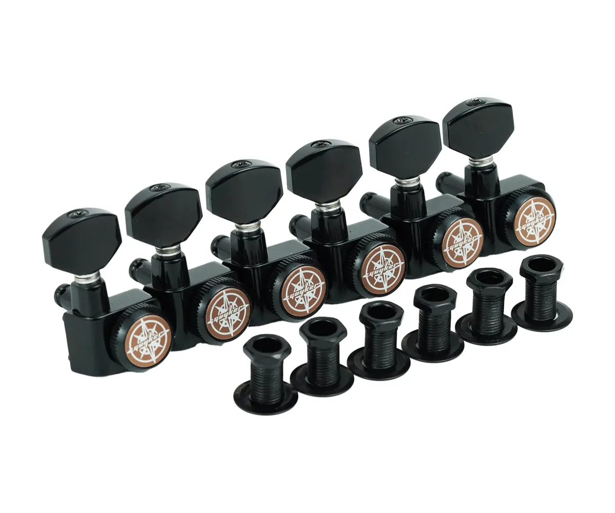 Guyker 6 In-line Guitar Locking Tuners – 1:18 Locking Tuning Key Pegs – Black | Heavy-Duty, Precise Tuning - view 2
