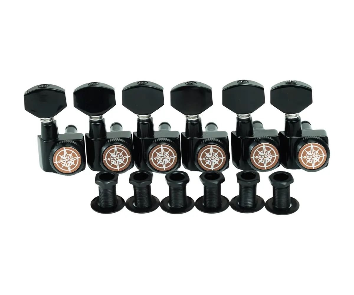 Guyker 6 In-line Guitar Locking Tuners – 1:18 Locking Tuning Key Pegs – Black | Heavy-Duty, Precise Tuning - view 3