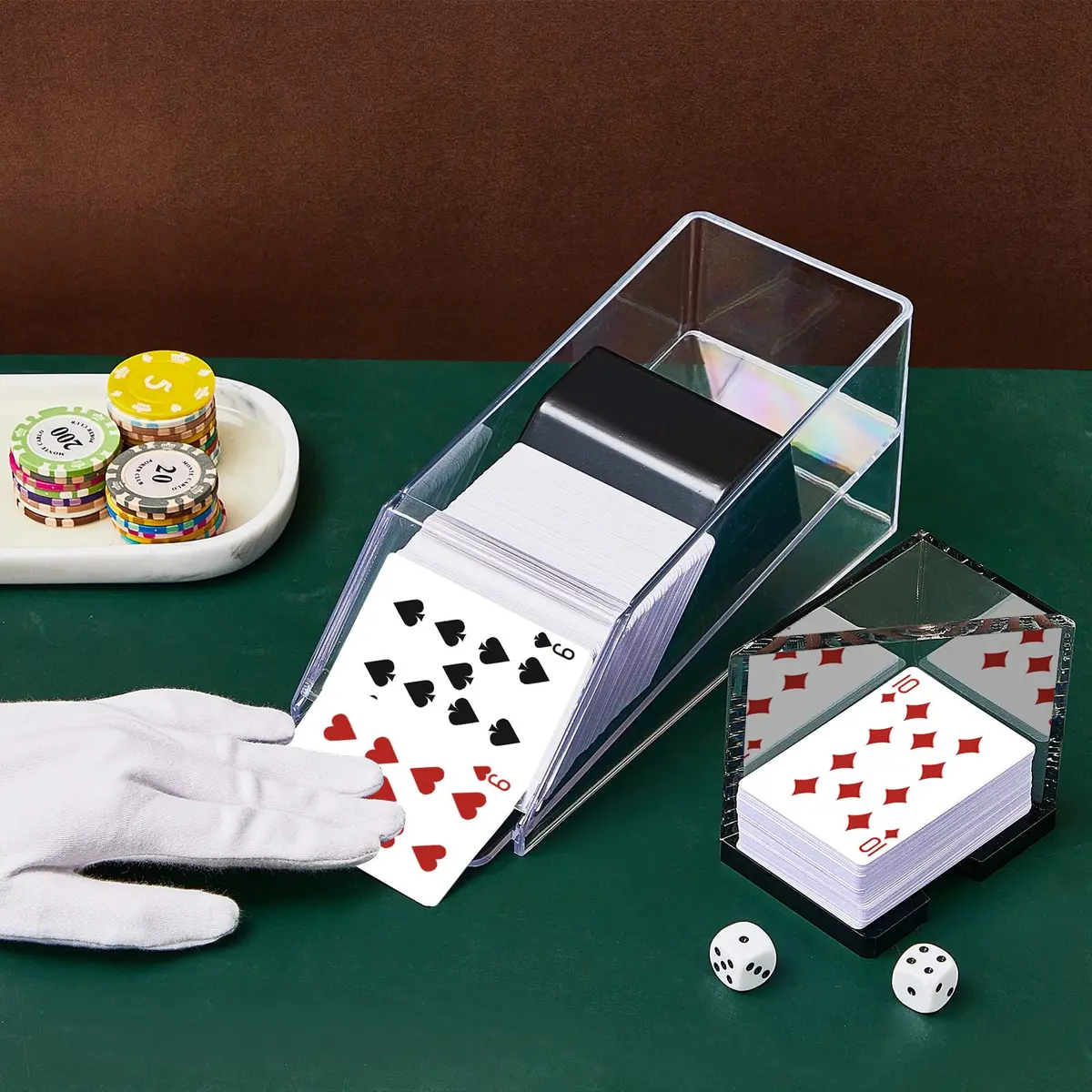 Honoson 4 Deck Blackjack Shoe and Discard Tray Acrylic, Clear | Casino Game Accessory for Home & Tournaments - view 5