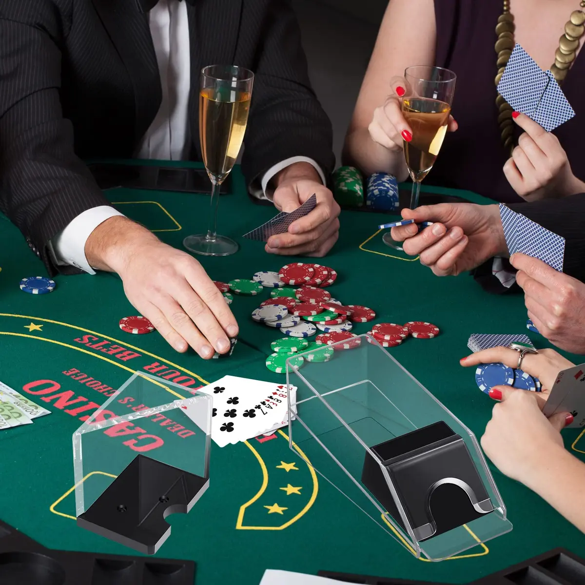 Honoson 4 Deck Blackjack Shoe and Discard Tray Acrylic, Clear | Casino Game Accessory for Home & Tournaments - view 7