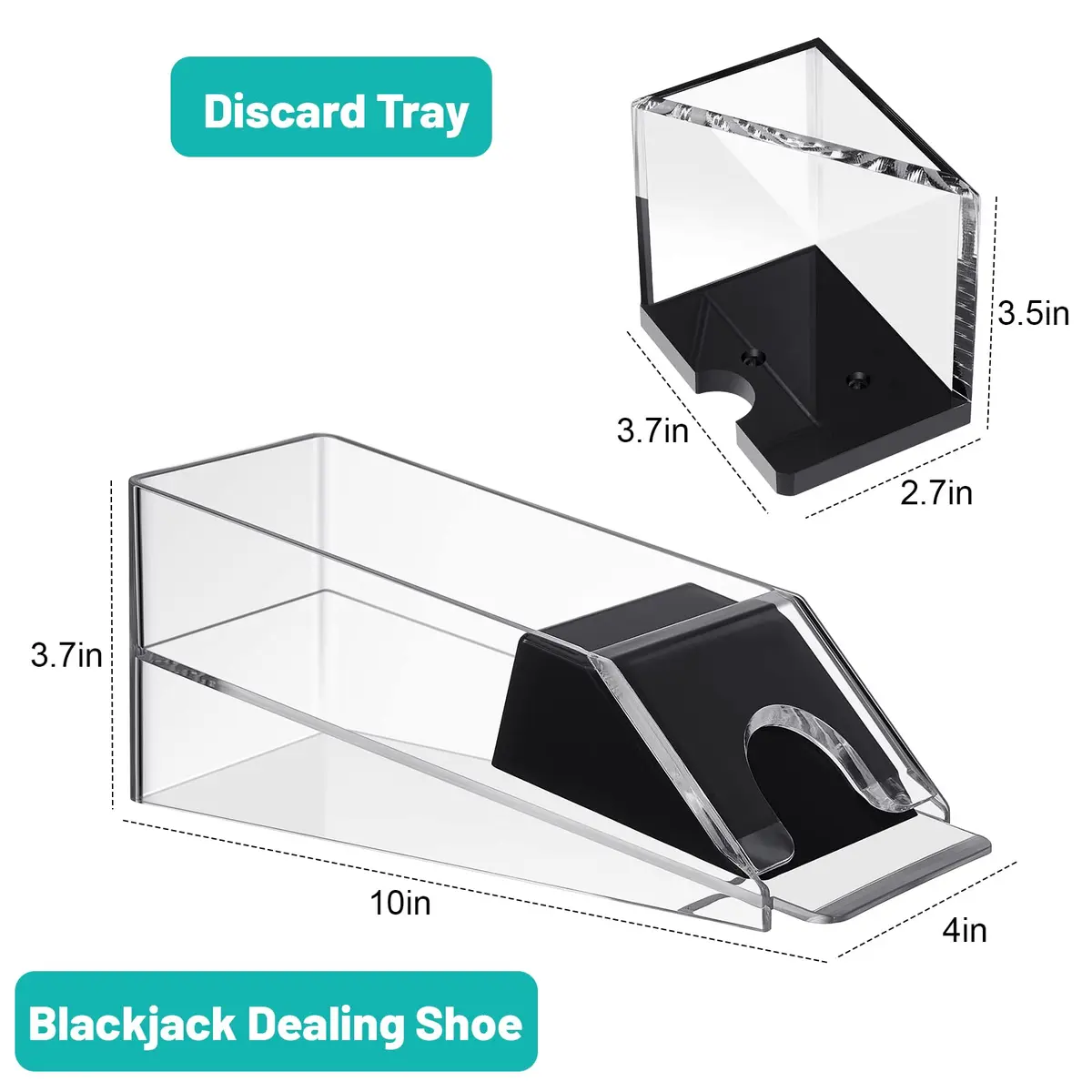 Honoson 4 Deck Blackjack Shoe and Discard Tray Acrylic, Clear | Casino Game Accessory for Home & Tournaments - view 2