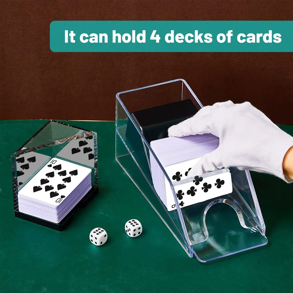 Honoson 4 Deck Blackjack Shoe and Discard Tray Acrylic, Clear | Casino Game Accessory for Home & Tournaments - view 3