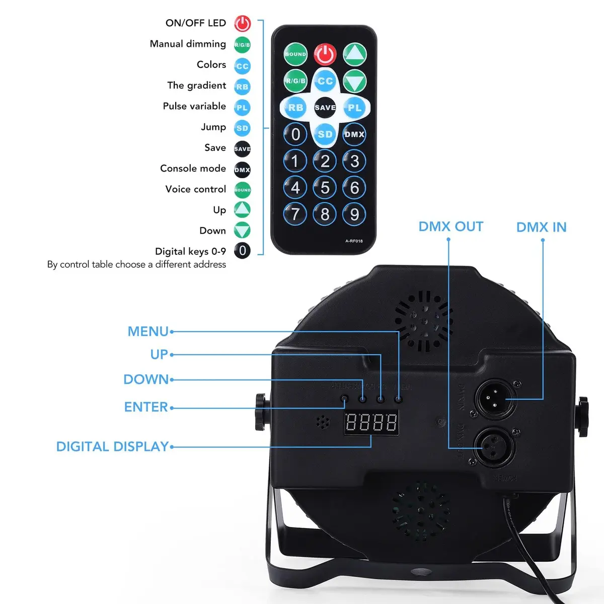 Litake DJ Par Lights, RGB 36 LED Stage Lights Sound Activated,Remote & DMX Controlled, 8 Pack | RGB 36 LEDs for Party & Events - view 3
