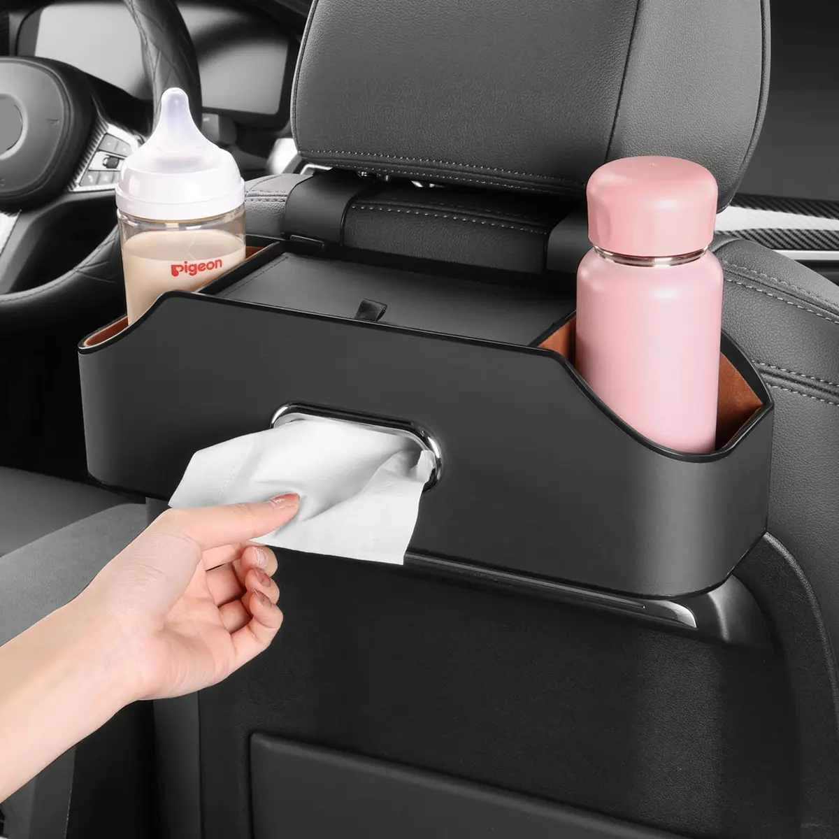 HOLDCY Car Back Seat Organizer with 2 Cup Holders, Tissue Storage, Black | Multi-Pocket Design for Cars & Trucks - view 4